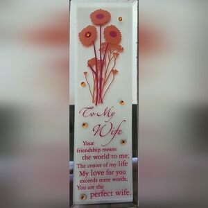 To My Wife Rhinestone Glass Plaque